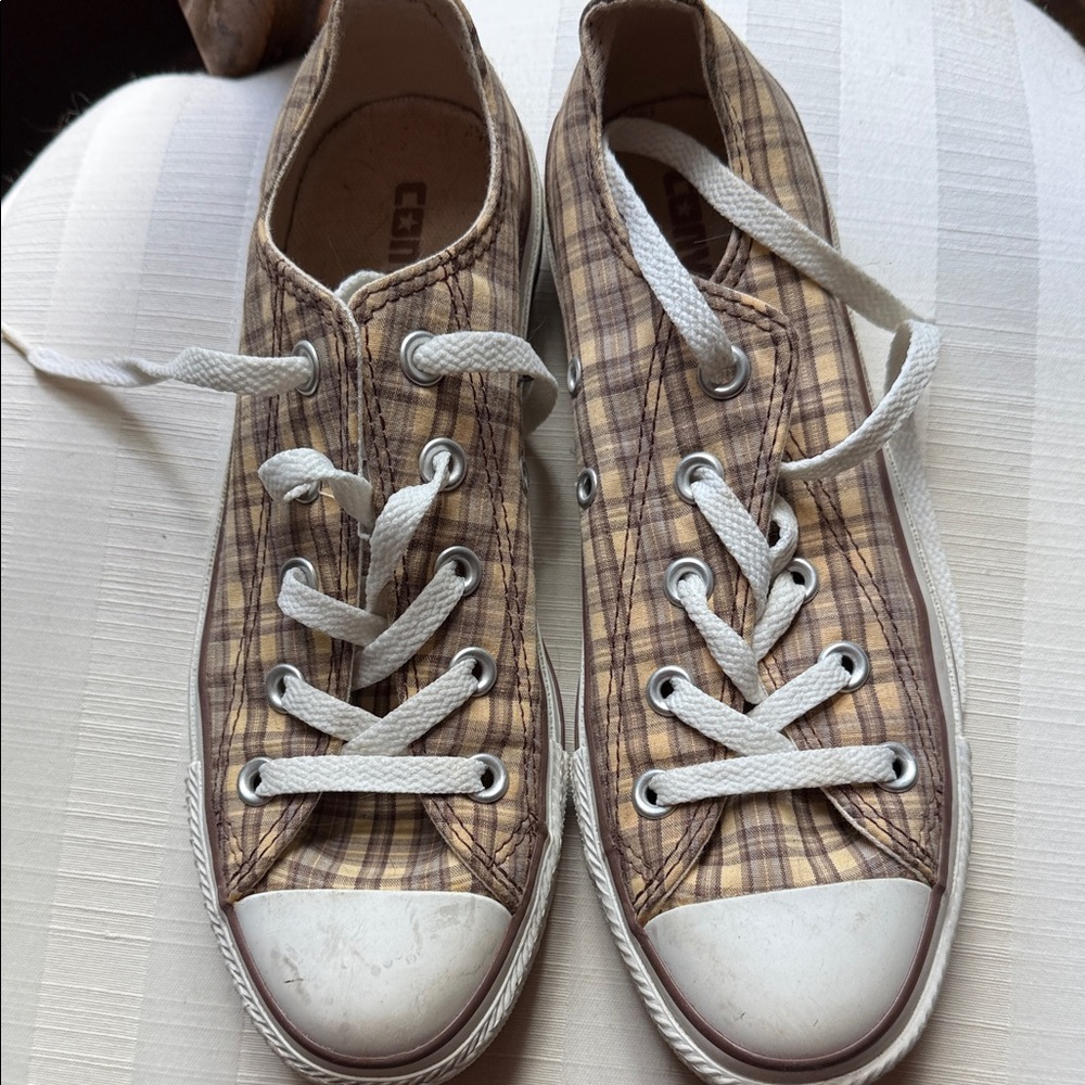 Converse Plaid Sneakers - Brown and White